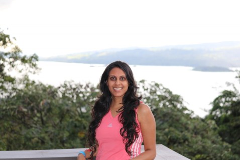 Woman with long hair smiling