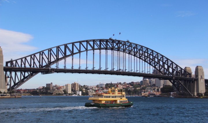 Sydney Harbour Bridge with ferry in front